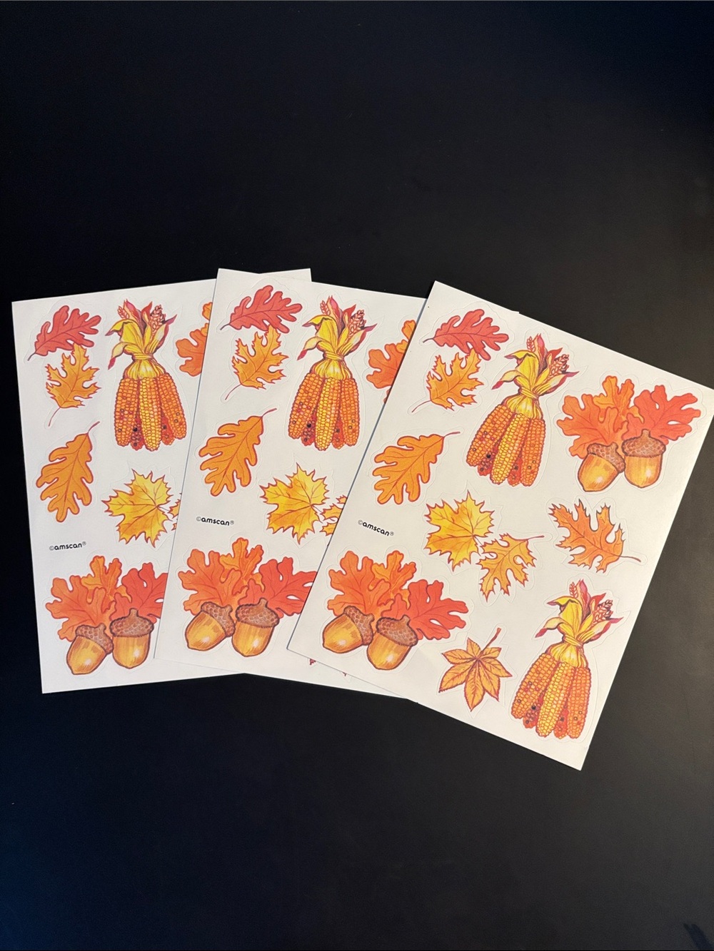 Vintage 90’s Autumn /Thanksgiving Stickers- Amscan- 3 Sheets Bundle